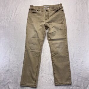 Y2K Chico's Platinum Denim Slim Leg Khaki Jeans Sz 2 Short Zebra‎ Lining 2000s
